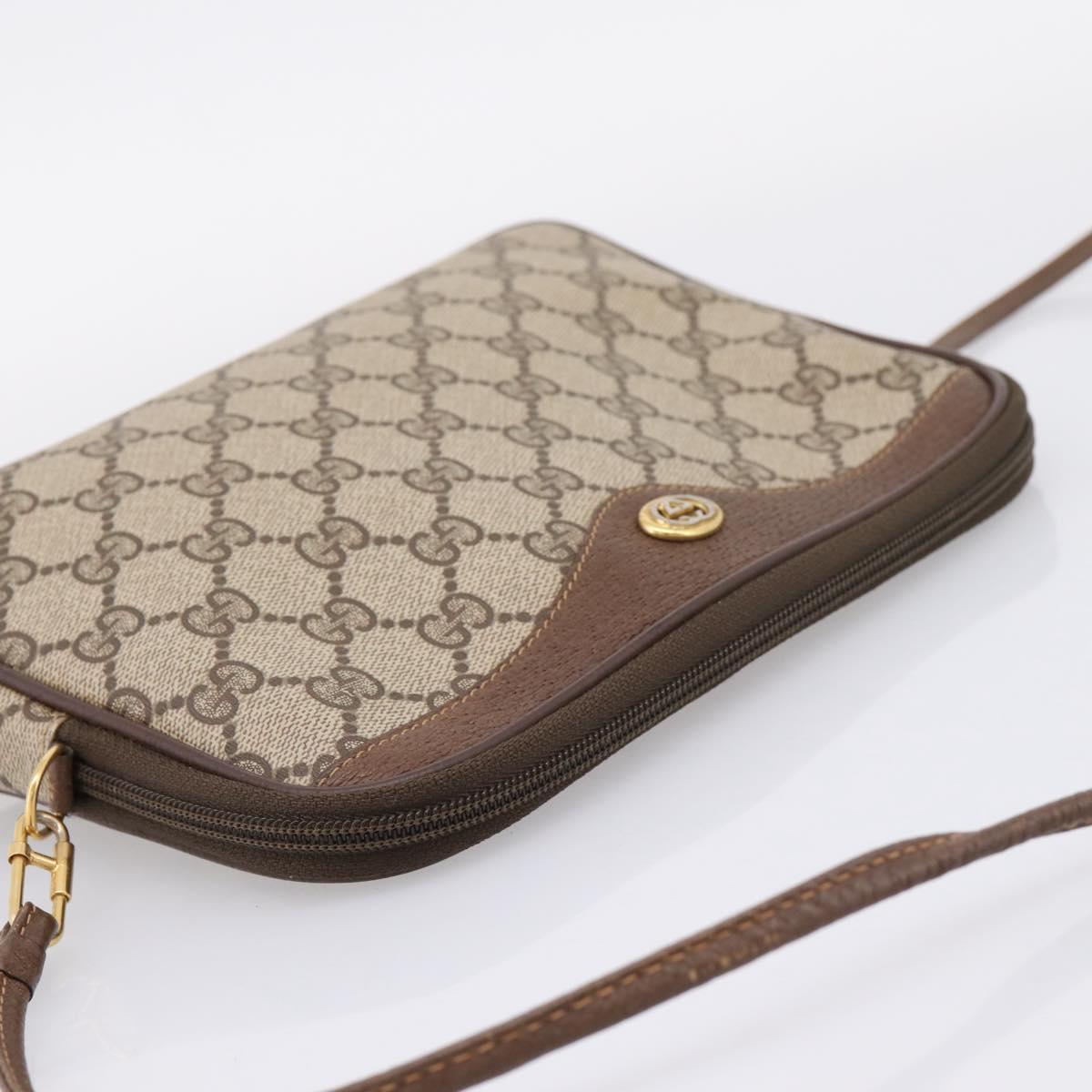 GUCCI GG Supreme Shoulder Bag PVC Beige Gold 97 02 068 Auth 208791
