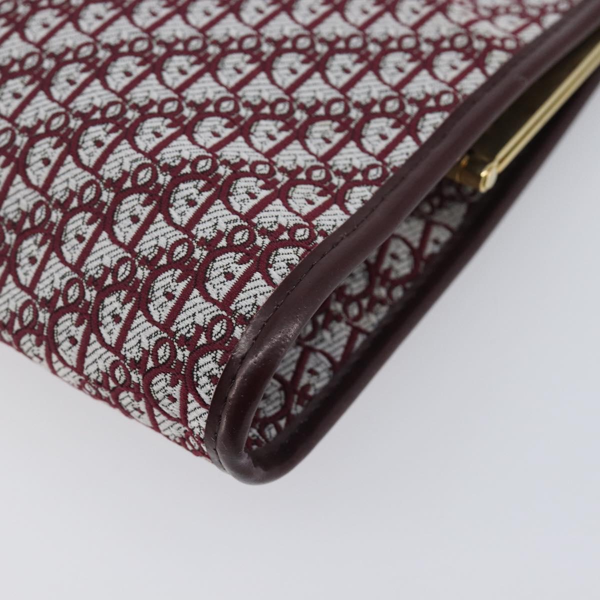 Christian Dior Trotter Canvas Clutch Bag Red Gold Auth 208792A
