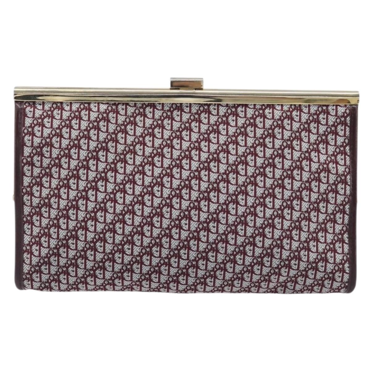 Christian Dior Trotter Canvas Clutch Bag Red Gold Auth 208792A