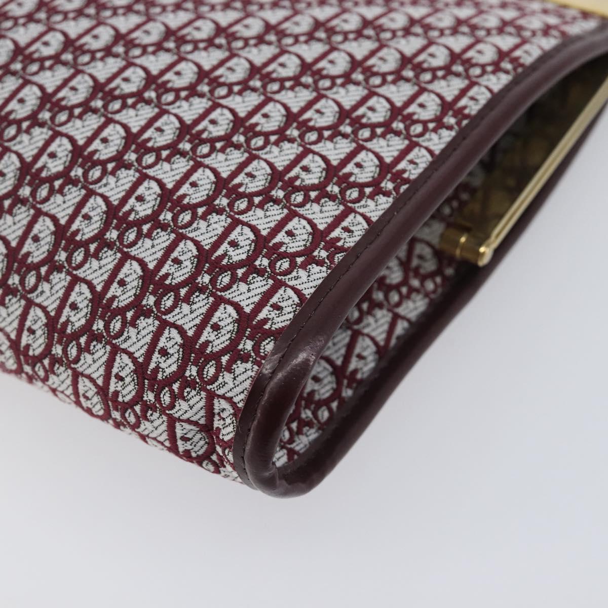Christian Dior Trotter Canvas Clutch Bag Red Gold Auth 208792A