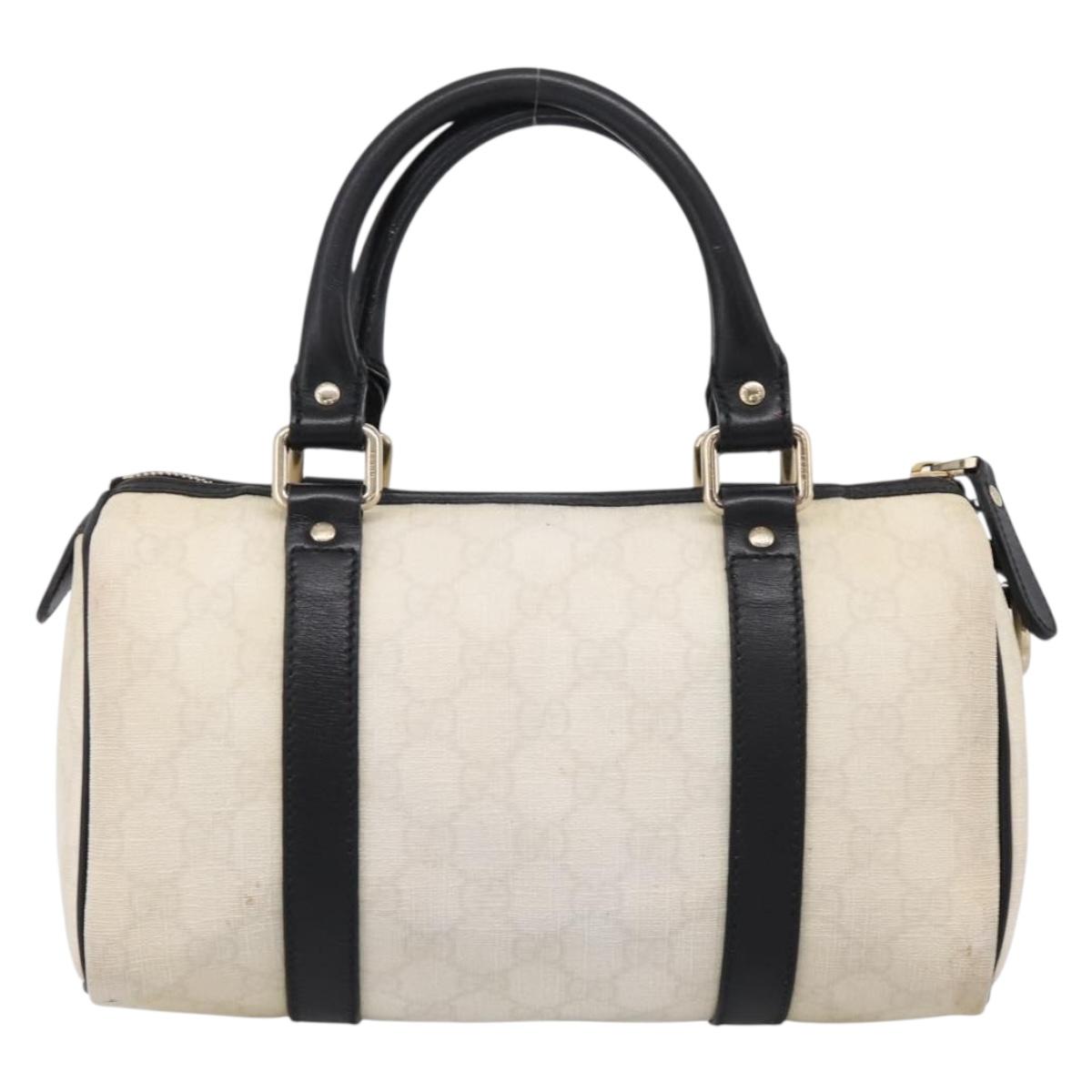 GUCCI GG Supreme Hand Bag PVC White Gold 193604 Auth 208793