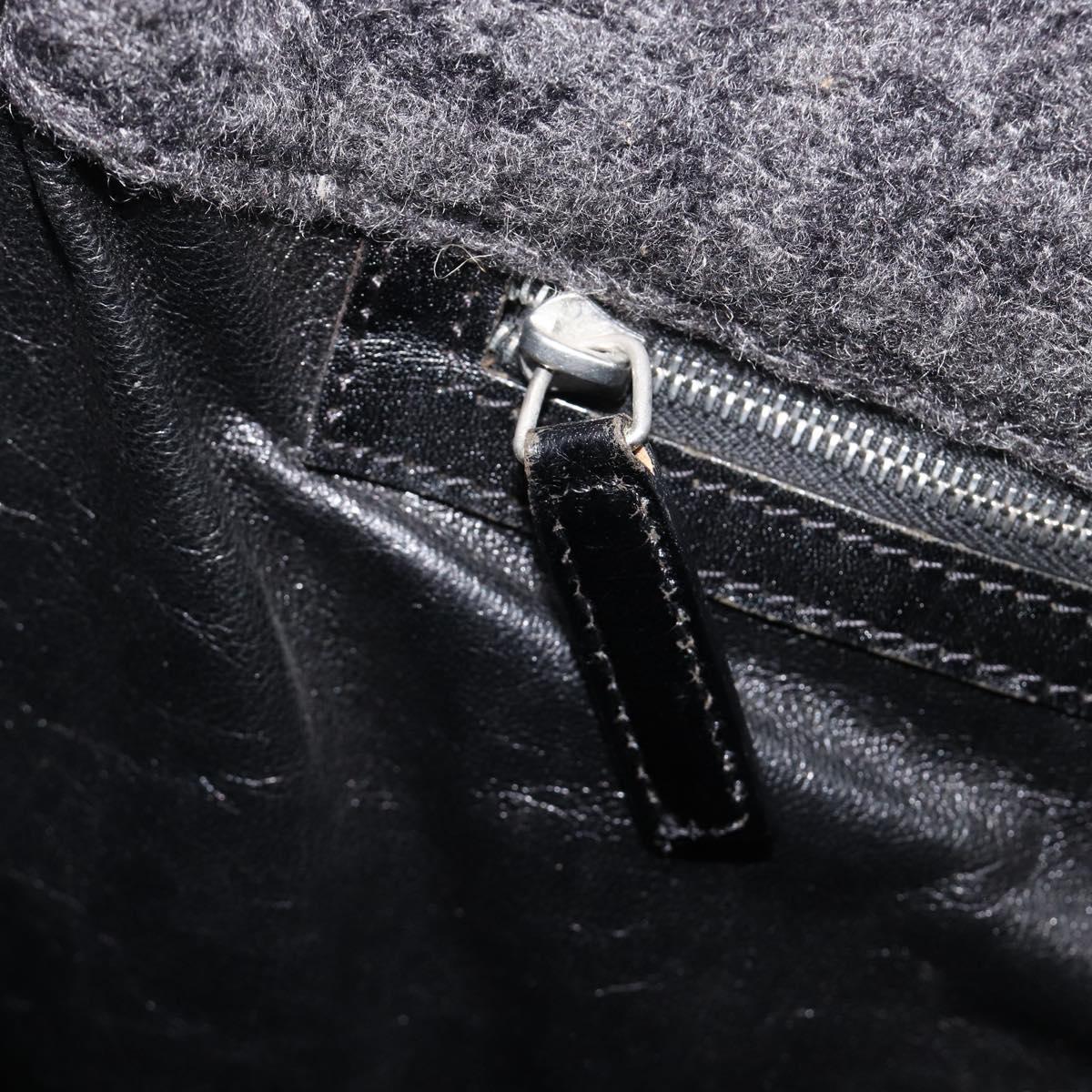 FENDI Zucca Canvas Tote Bag Wool Black Silver Auth 208794A