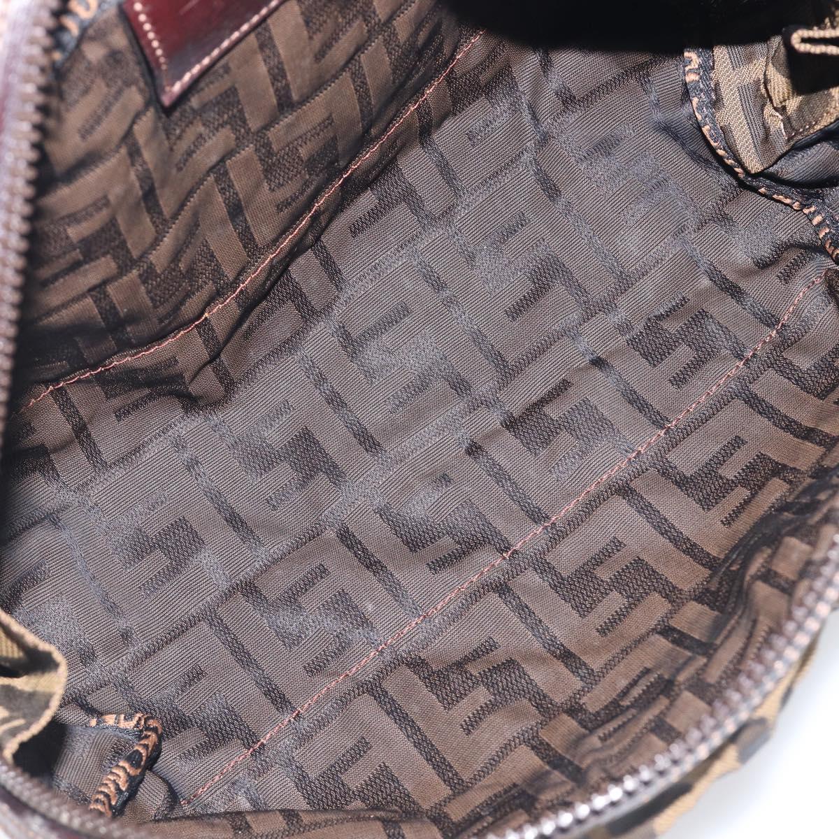 FENDI Zucca Canvas Clutch Bag Black Brown Auth 208796A