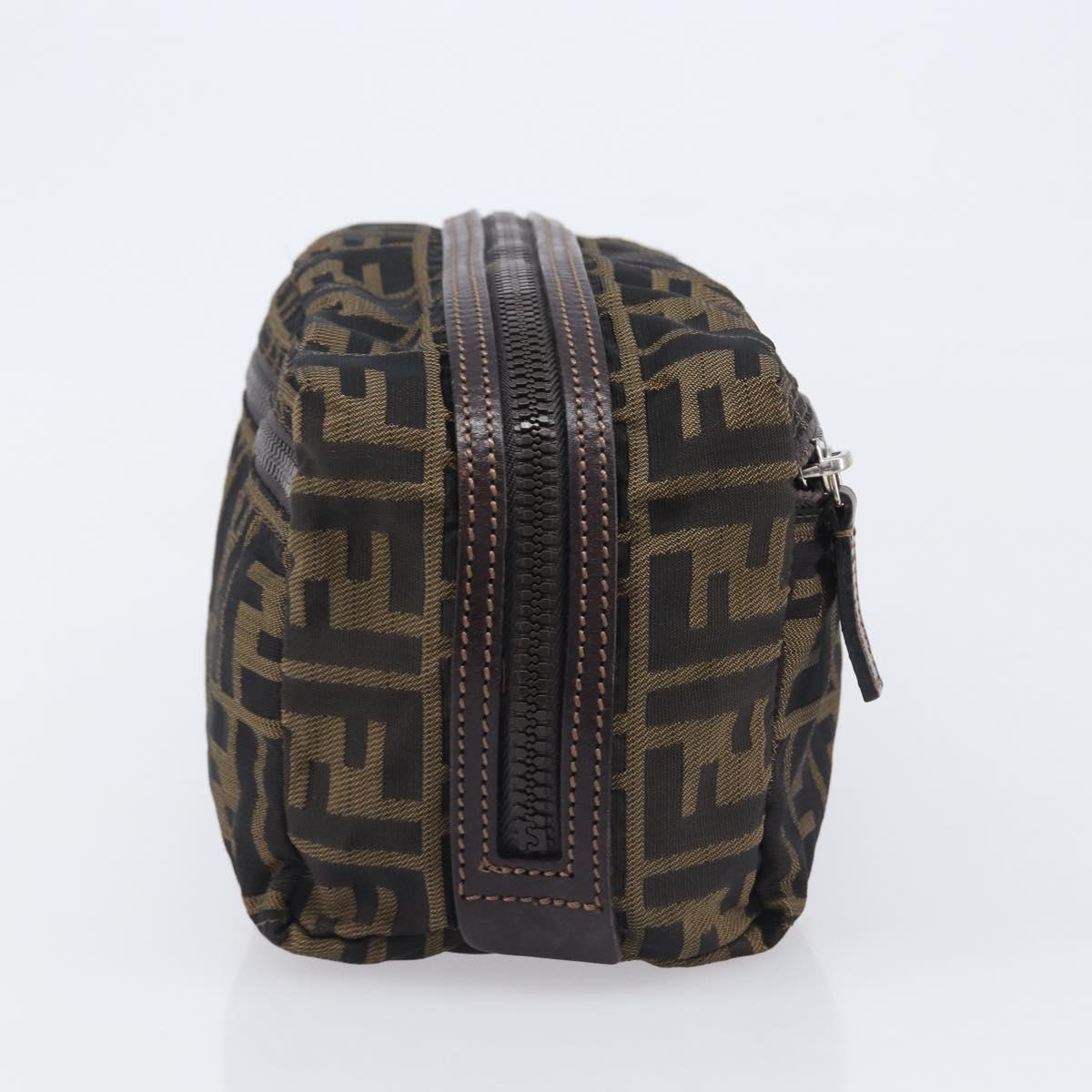 FENDI Zucca Canvas Clutch Bag Black Brown Auth 208796A