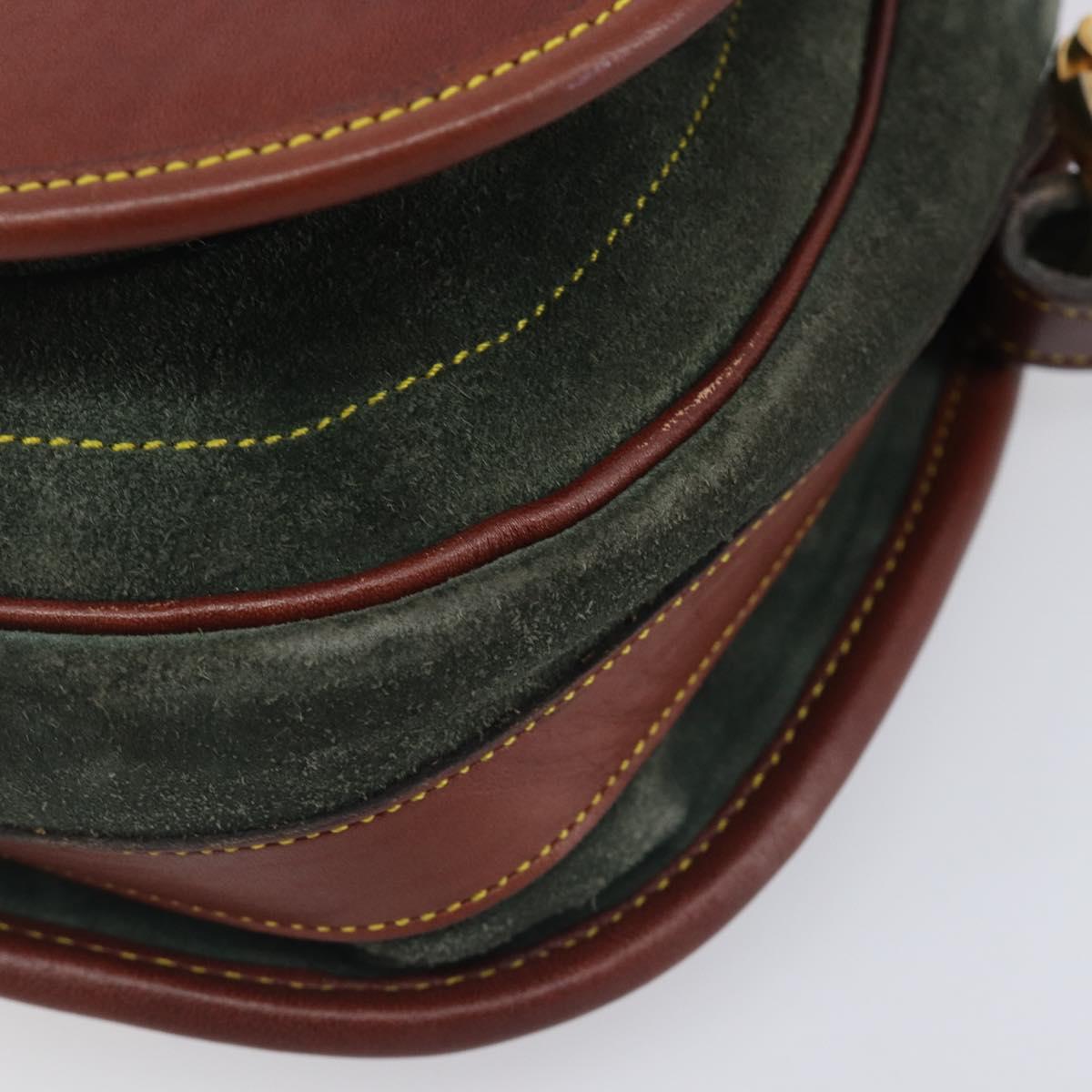 LOEWE Shoulder Bag Suede Green Gold Auth 208798A