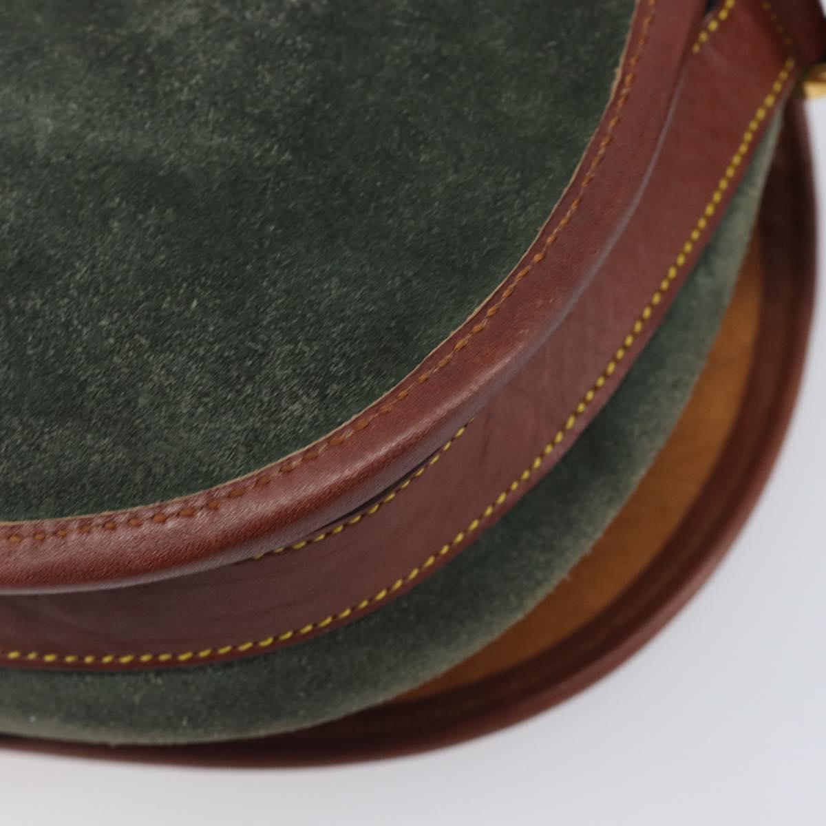 LOEWE Shoulder Bag Suede Green Gold Auth 208798A