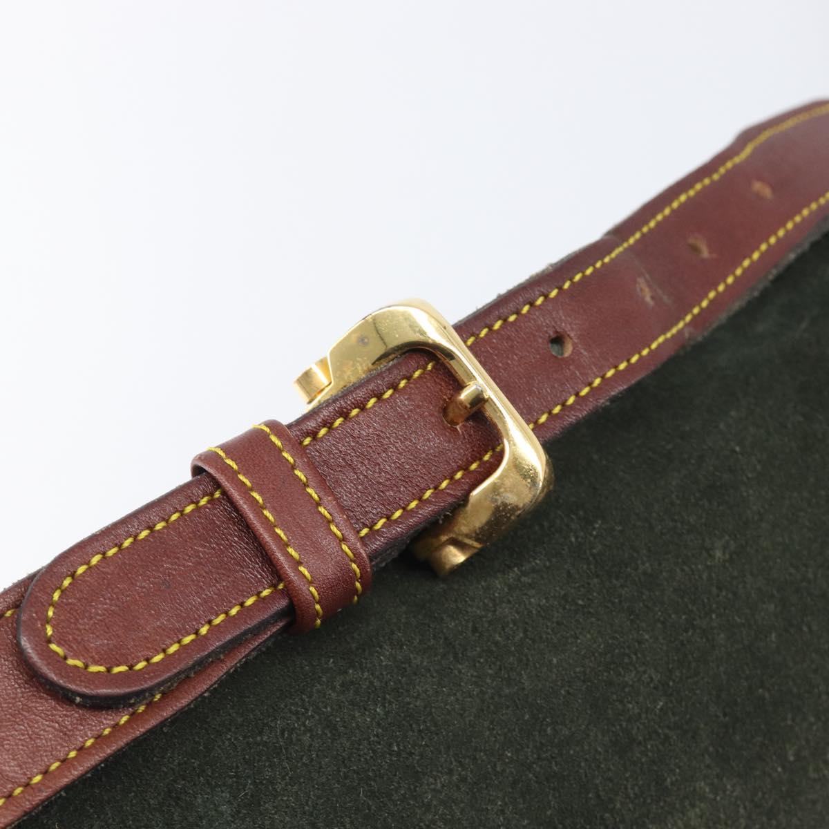 LOEWE Shoulder Bag Suede Green Gold Auth 208798A