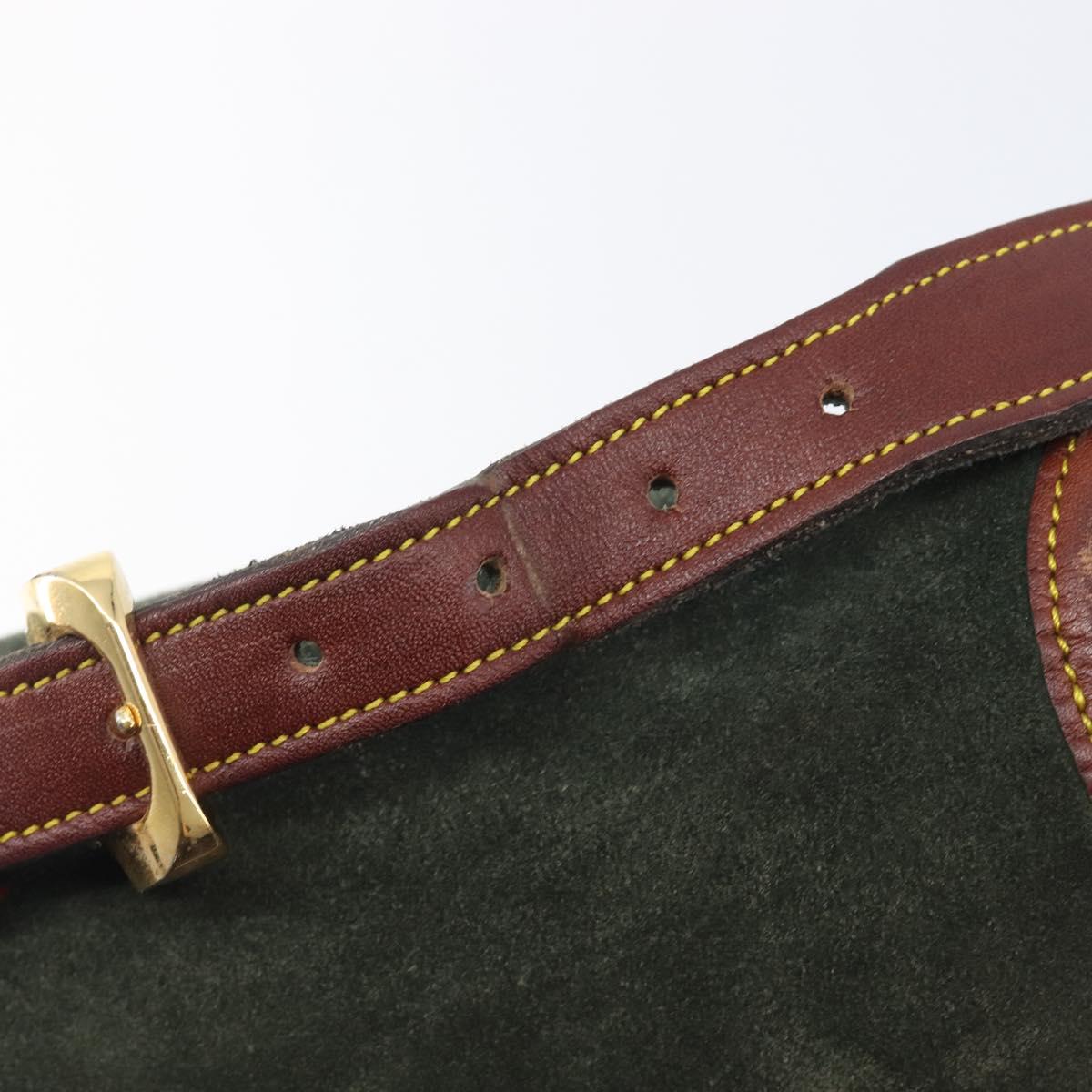 LOEWE Shoulder Bag Suede Green Gold Auth 208798A