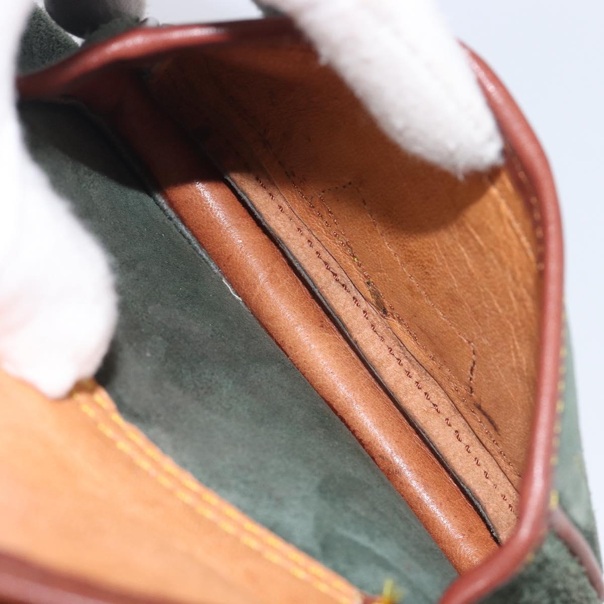 LOEWE Shoulder Bag Suede Green Gold Auth 208798A