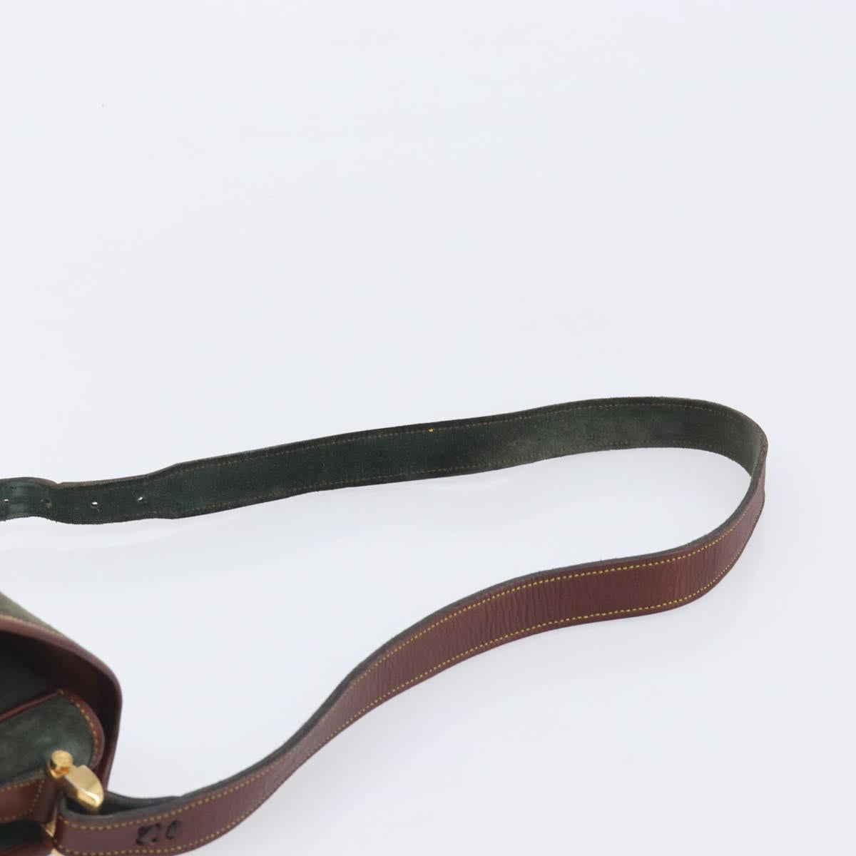 LOEWE Shoulder Bag Suede Green Gold Auth 208798A