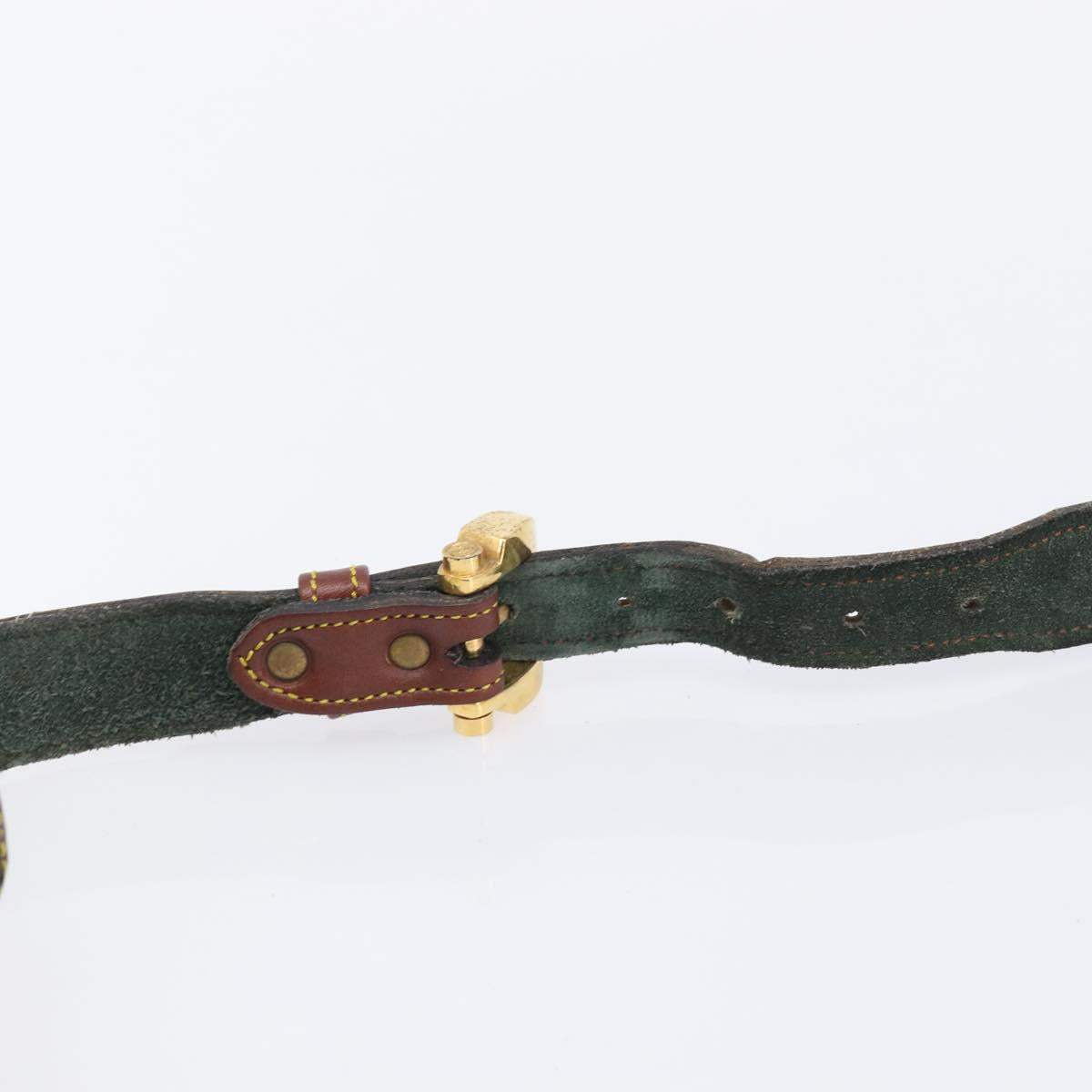 LOEWE Shoulder Bag Suede Green Gold Auth 208798A