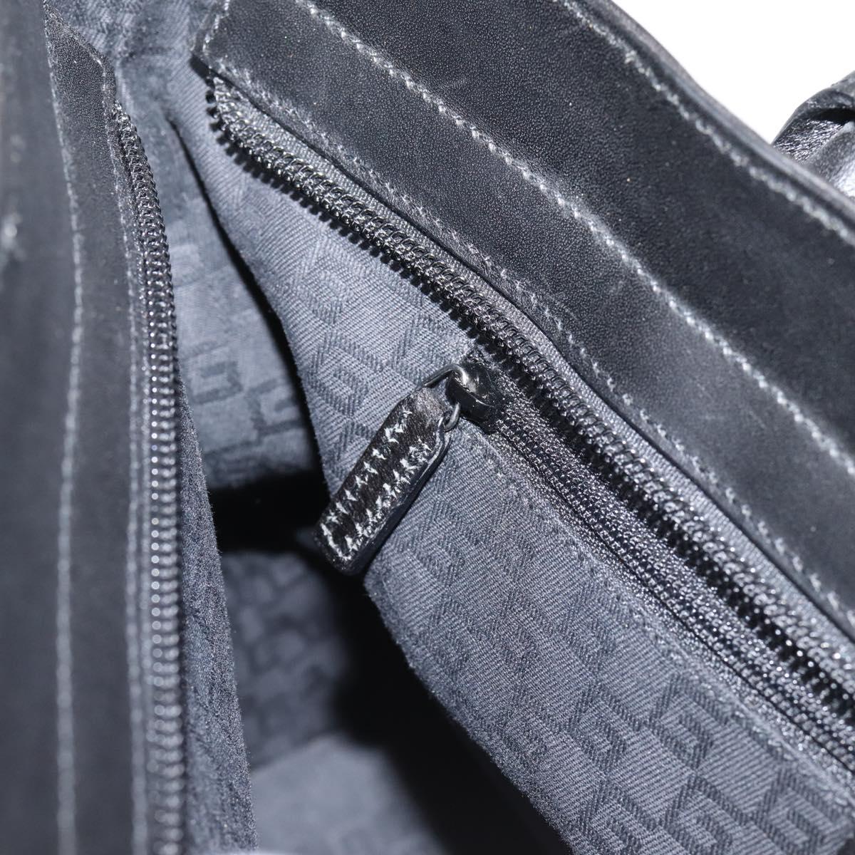 GUCCI Web Sherry Line Hand Bag Suede Leather Black Silver 33890 Auth 208802V