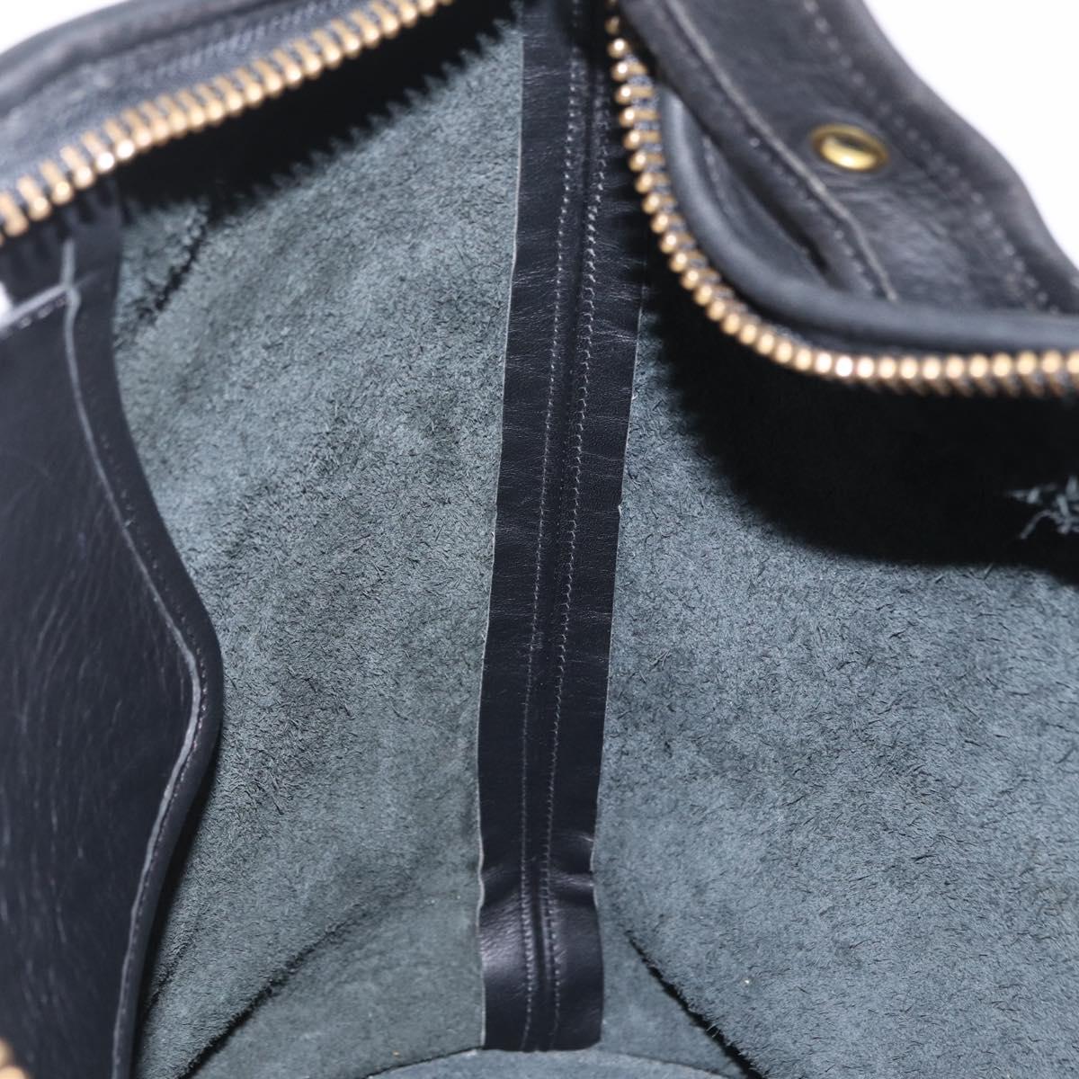 Coach Shoulder Bag Leather Black Gold Auth 208805A