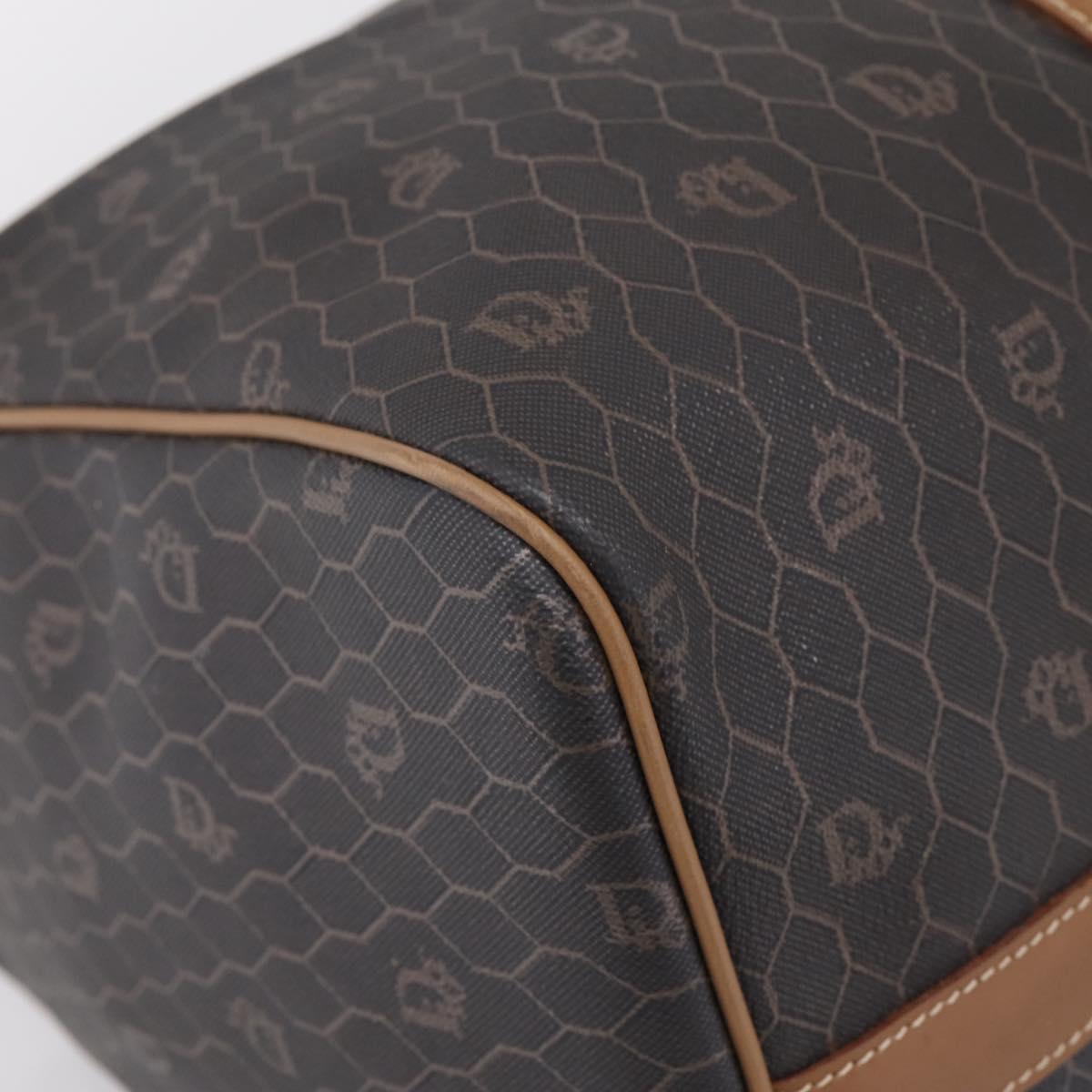 Christian Dior Honeycomb Canvas Boston Bag PVC Black Gold Auth 208806