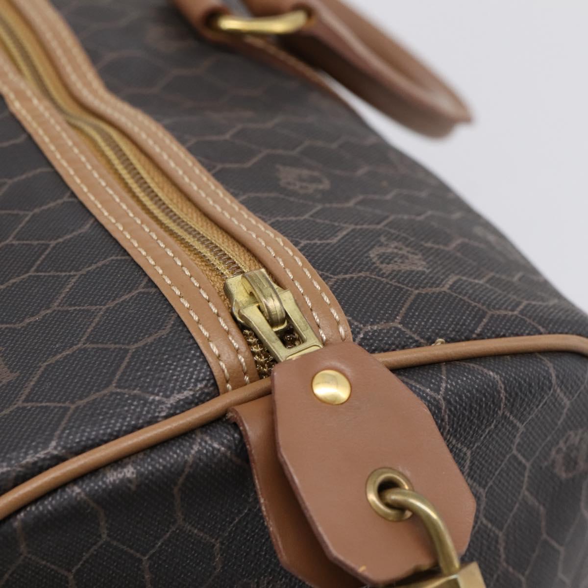 Christian Dior Honeycomb Canvas Boston Bag PVC Black Gold Auth 208806