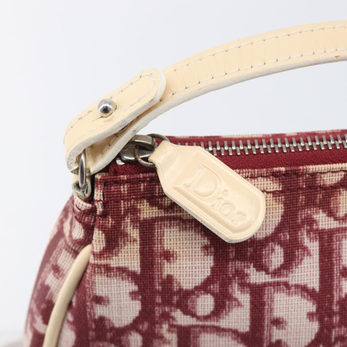 Christian Dior Trotter Canvas Saddle Pouch PVC Red Silver Auth 208809V
