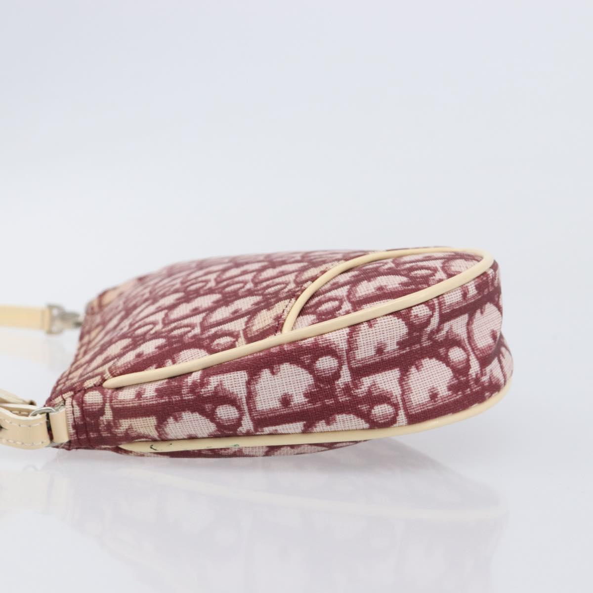 Christian Dior Trotter Canvas Saddle Pouch PVC Red Silver Auth 208809V