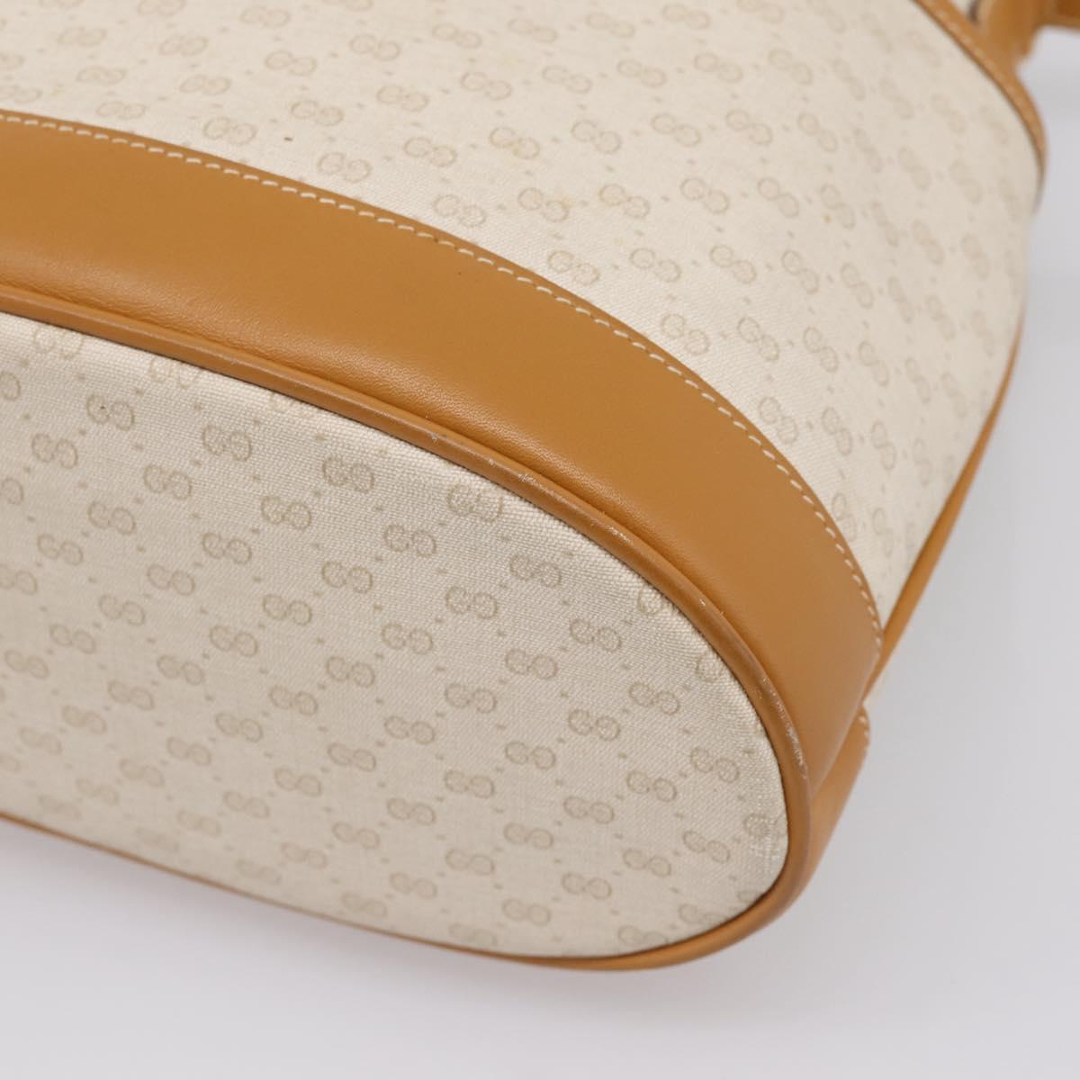GUCCI Micro GG Supreme Shoulder Bag PVC White Gold Auth 208815