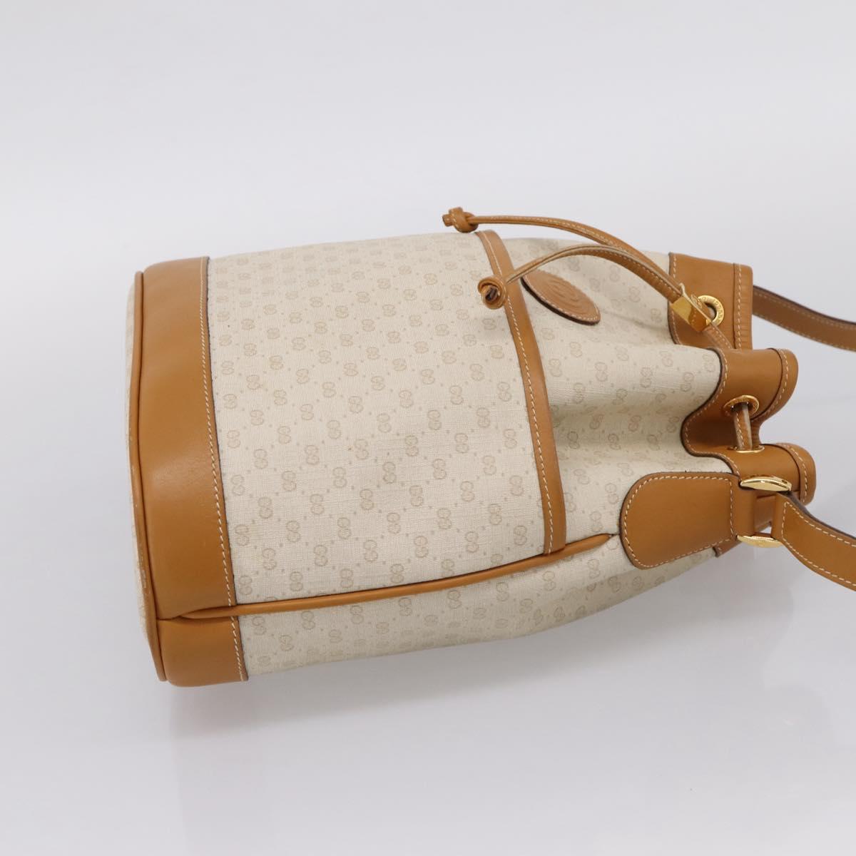 GUCCI Micro GG Supreme Shoulder Bag PVC White Gold Auth 208815