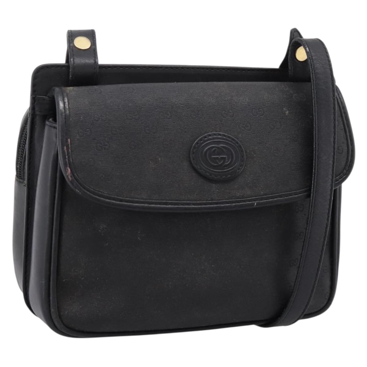 GUCCI Micro GG Supreme Shoulder Bag PVC Black Gold 007 23 0114 Auth 208817