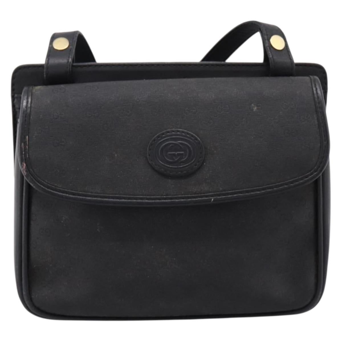 GUCCI Micro GG Supreme Shoulder Bag PVC Black Gold 007 23 0114 Auth 208817