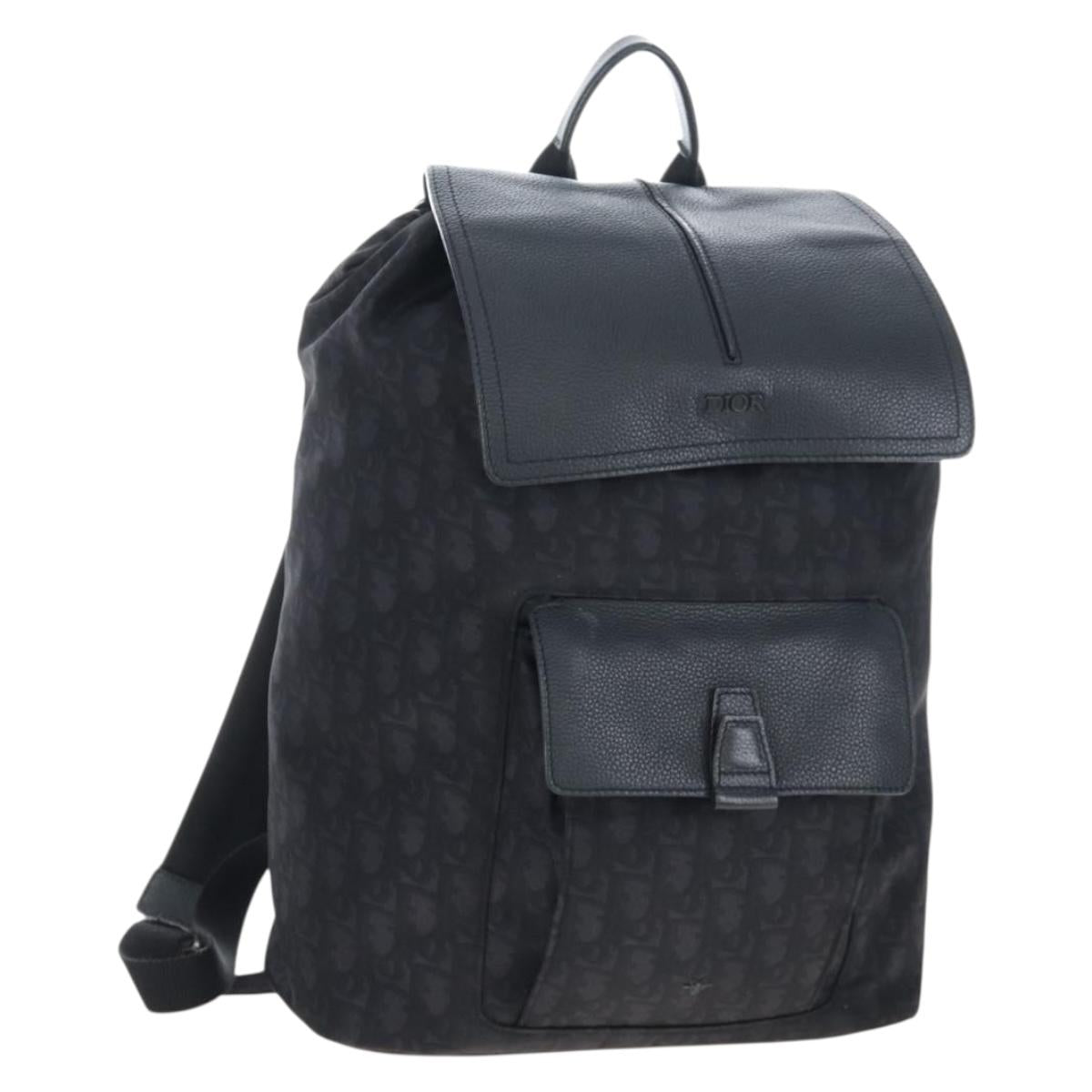 Christian Dior Trotter Motion Oblique Backpack Nylon Black Silver Auth 208828V