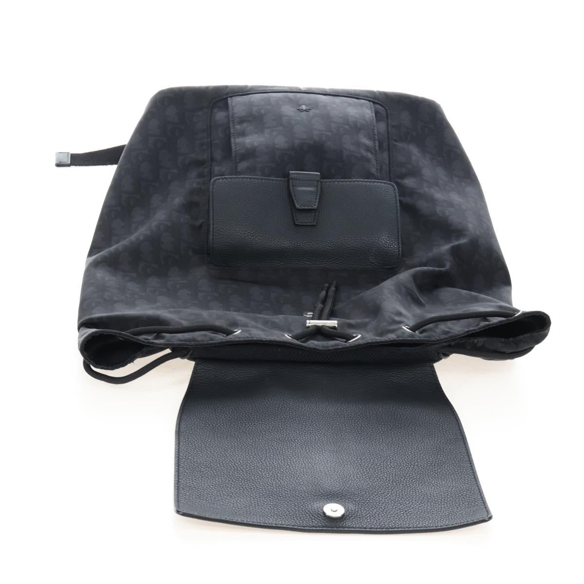 Christian Dior Trotter Motion Oblique Backpack Nylon Black Silver Auth 208828V