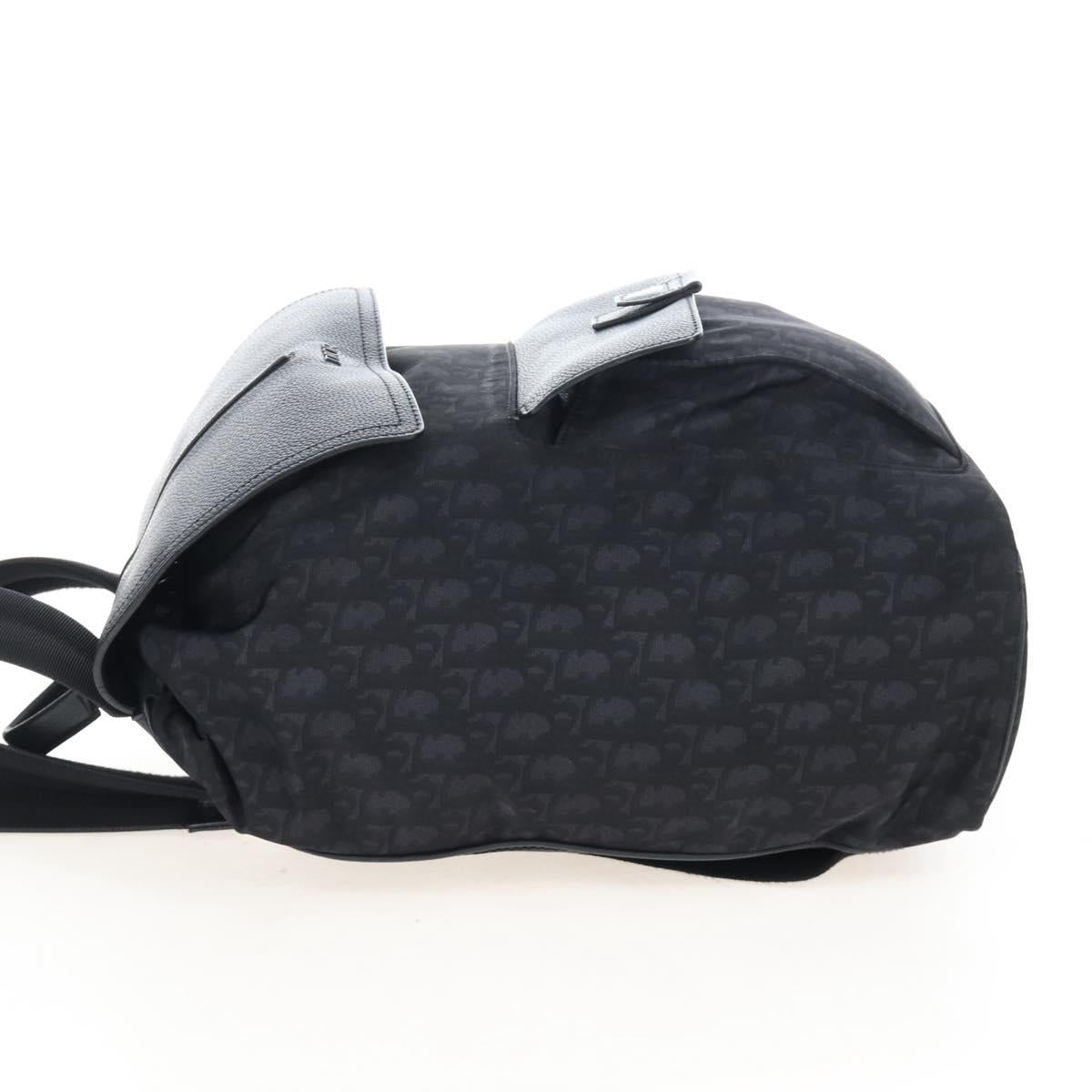 Christian Dior Trotter Motion Oblique Backpack Nylon Black Silver Auth 208828V