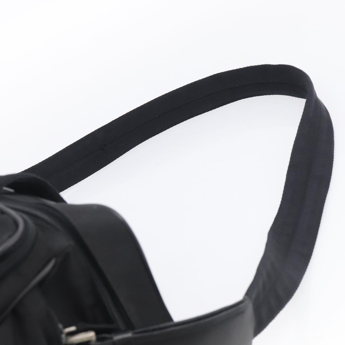PRADA Hand Bag Nylon 2way Black Silver Auth 208832