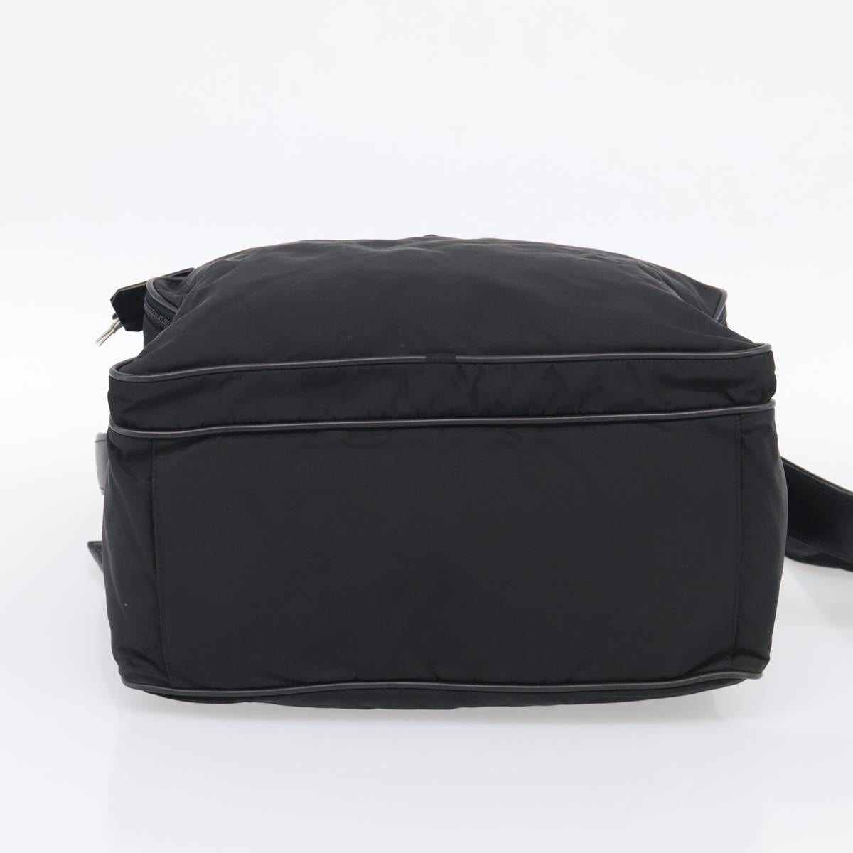 PRADA Hand Bag Nylon 2way Black Silver Auth 208832