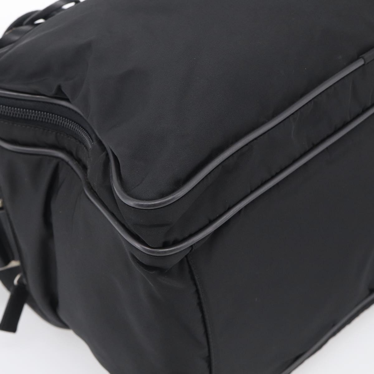 PRADA Hand Bag Nylon 2way Black Silver Auth 208832