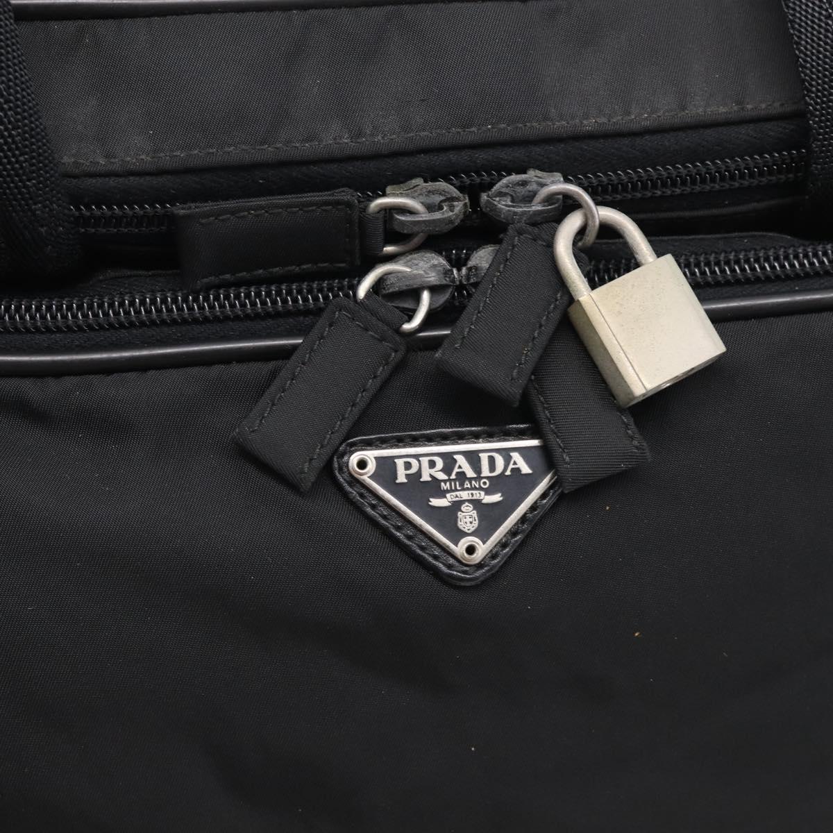 PRADA Hand Bag Nylon 2way Black Silver Auth 208832