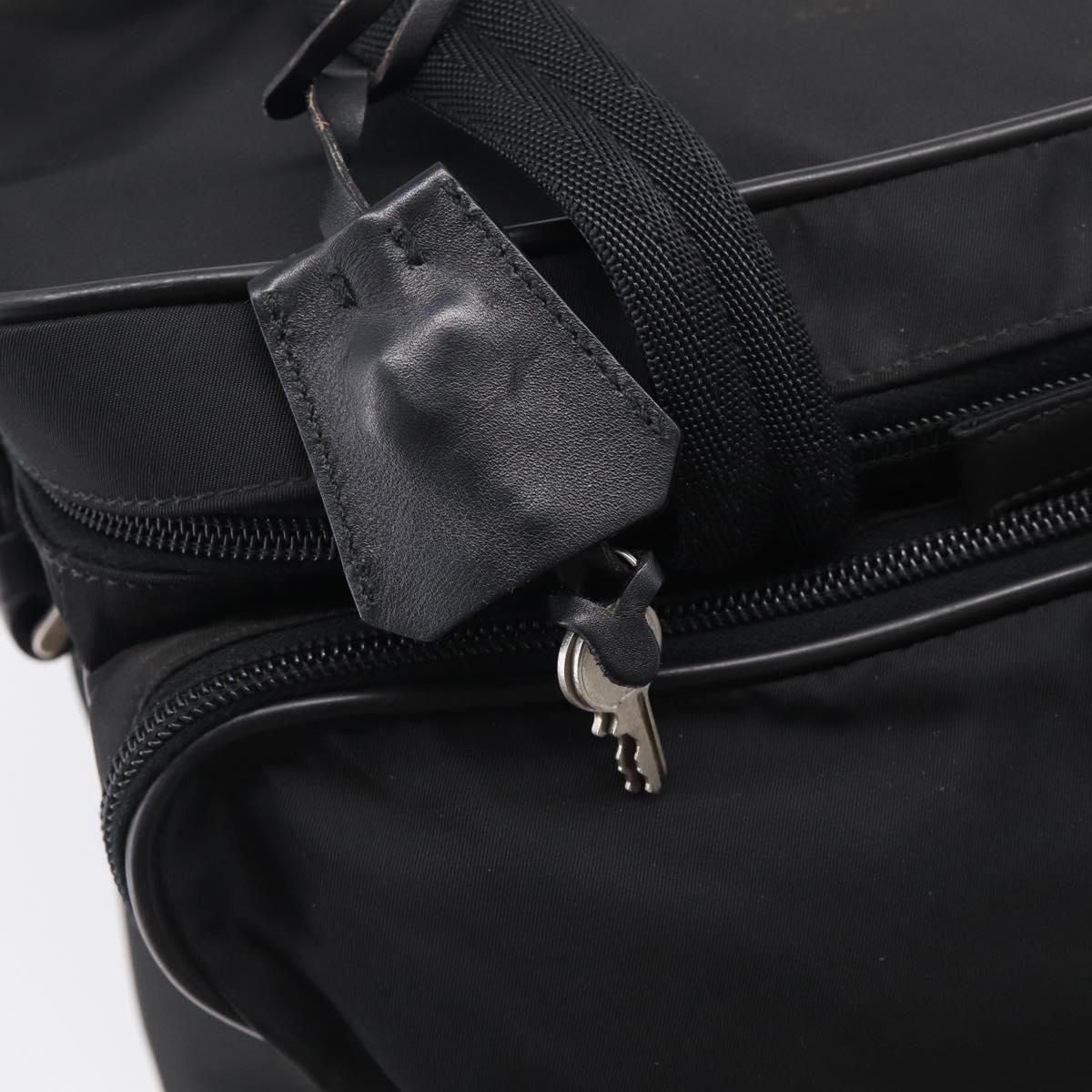PRADA Hand Bag Nylon 2way Black Silver Auth 208832