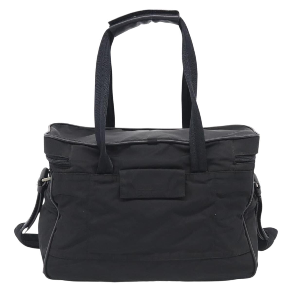 PRADA Hand Bag Nylon 2way Black Silver Auth 208832