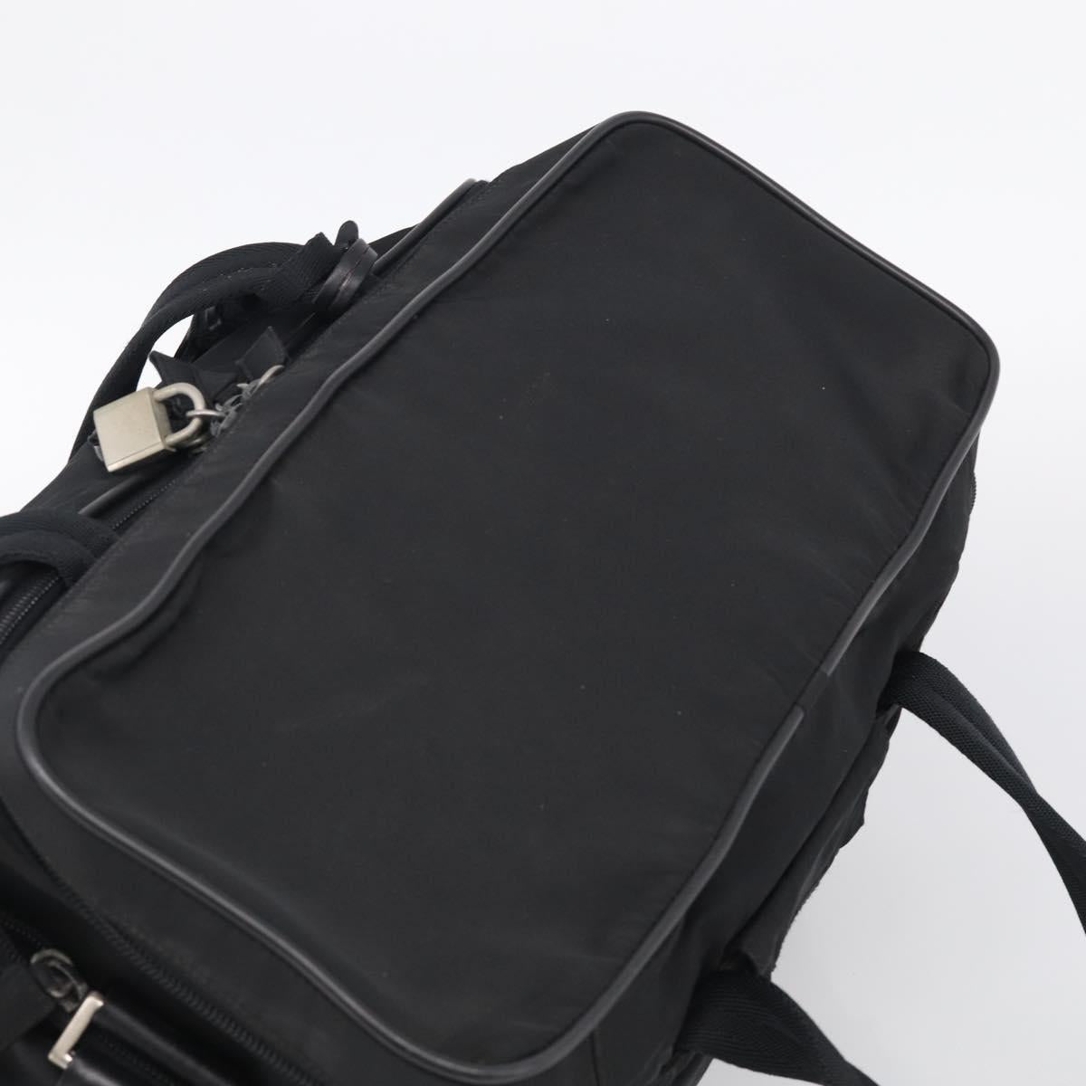 PRADA Hand Bag Nylon 2way Black Silver Auth 208832