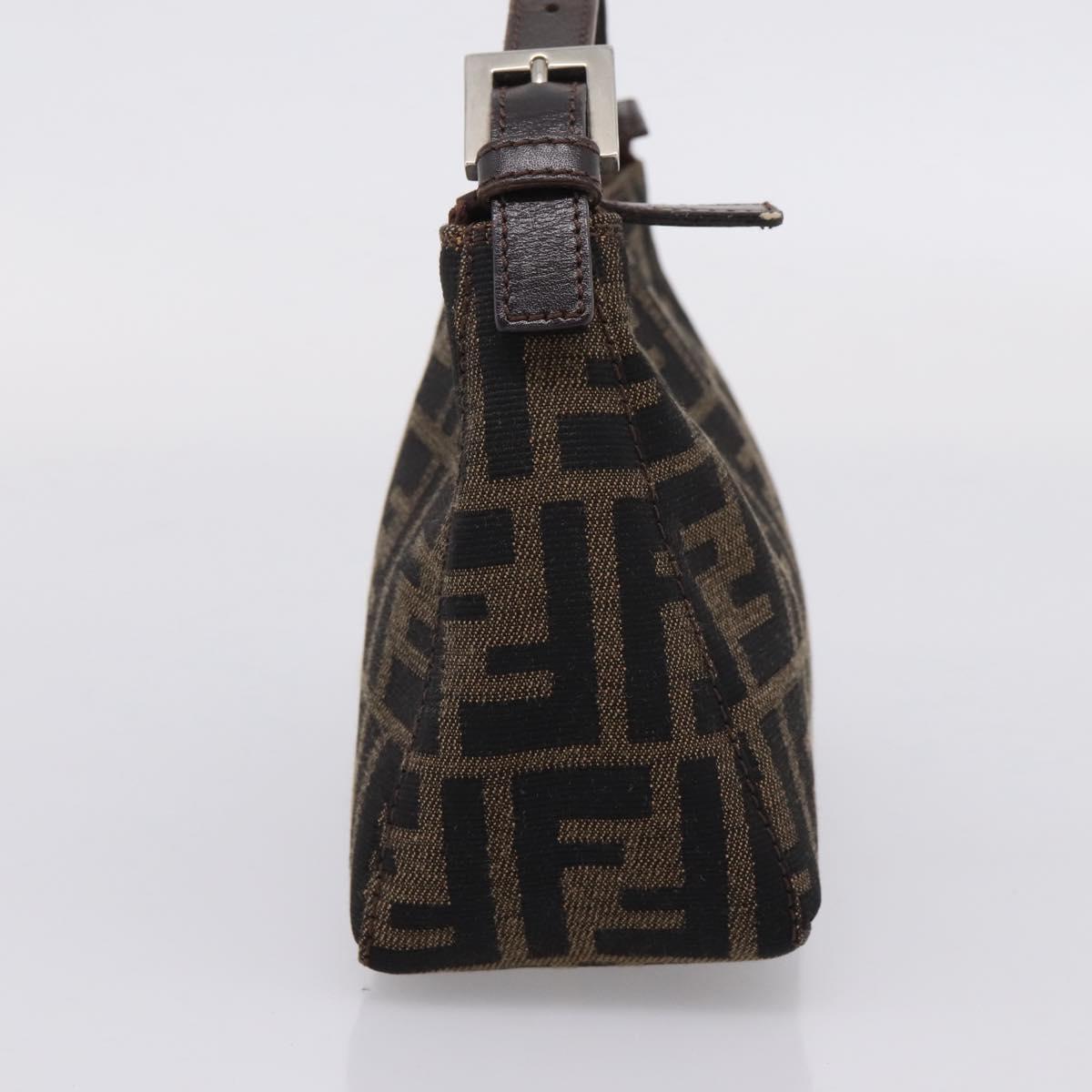 FENDI Zucca Canvas Pouch Black Silver Auth 208837