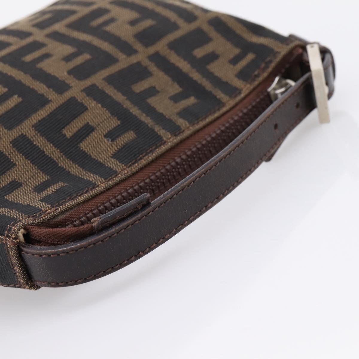 FENDI Zucca Canvas Pouch Black Silver Auth 208837
