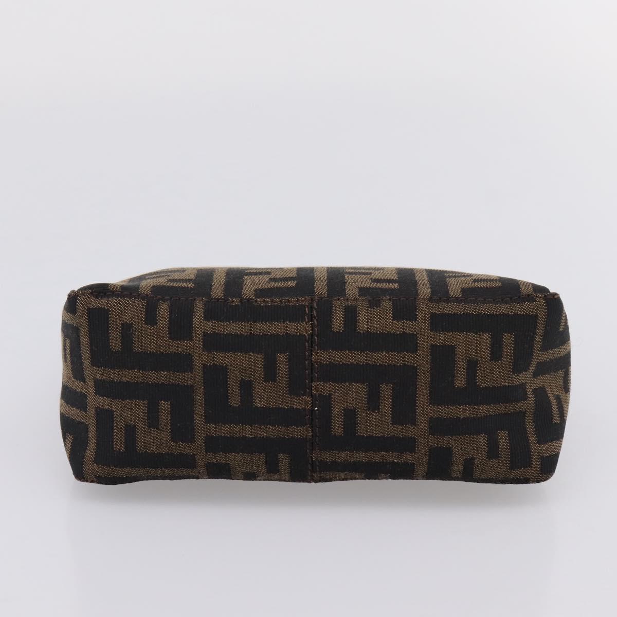 FENDI Zucca Canvas Pouch Black Silver Auth 208837