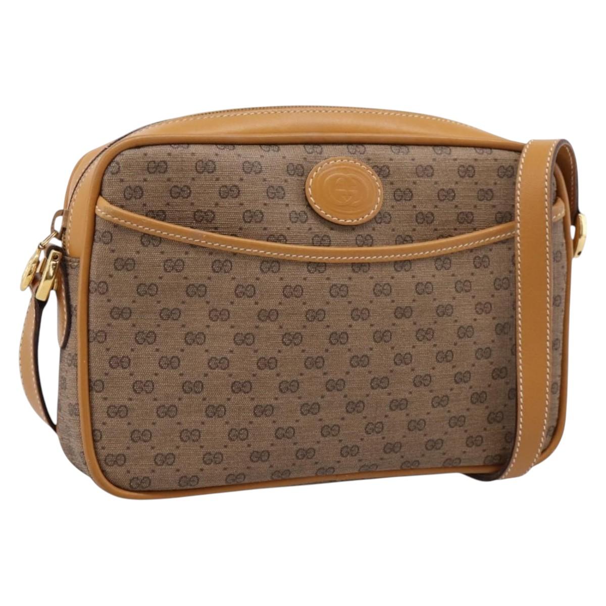 GUCCI Micro GG Shoulder Bag PVC Beige Gold Tone 007 56 0095 Auth 208844
