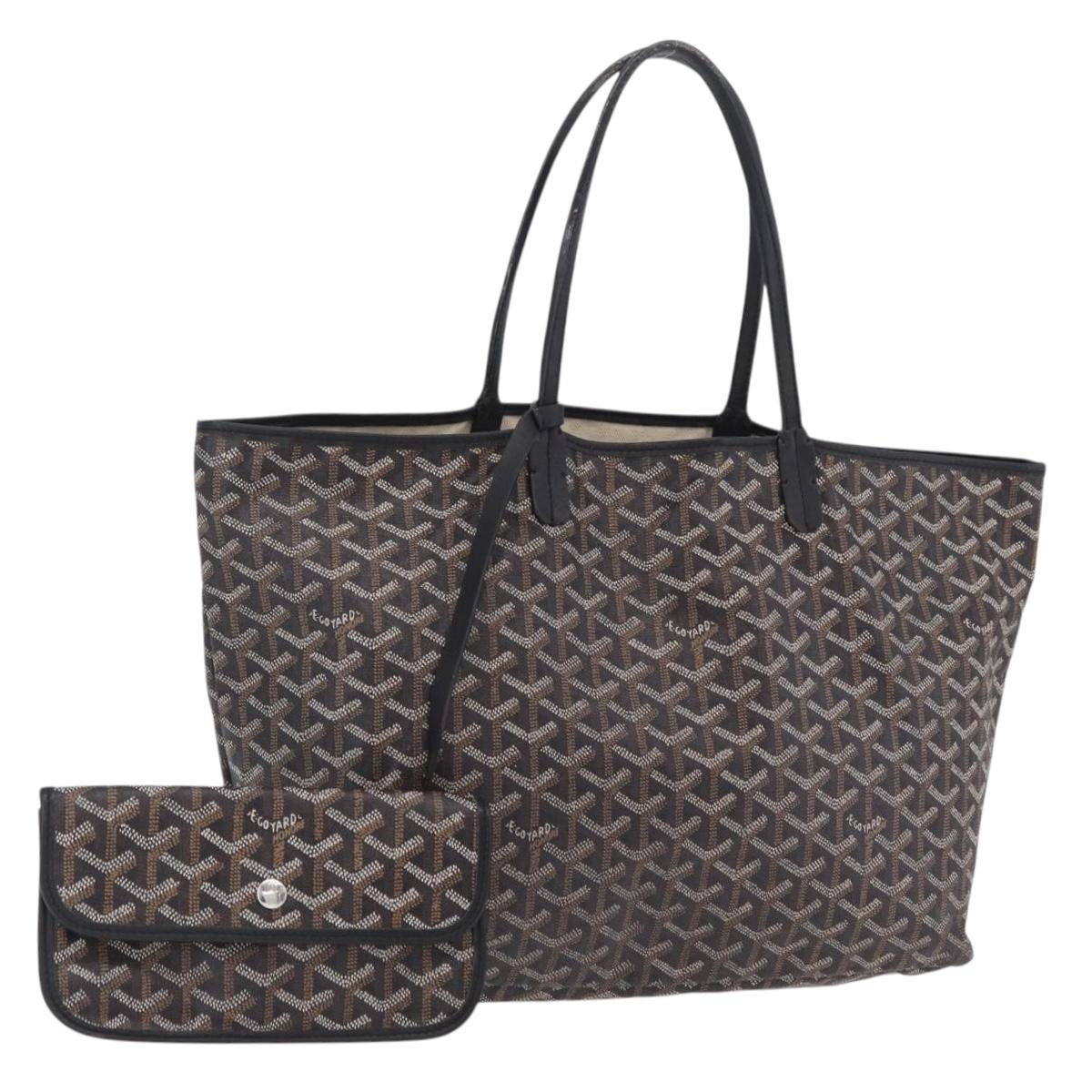 Goyard Herringbone Saint Louis PM Tote Bag PVC Black Auth 208846A