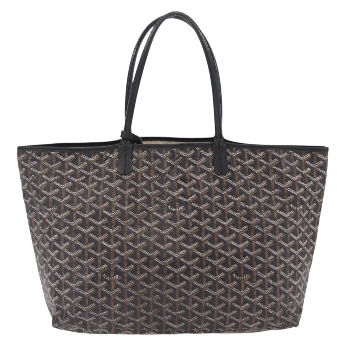 Goyard Herringbone Saint Louis PM Tote Bag PVC Black Auth 208846A
