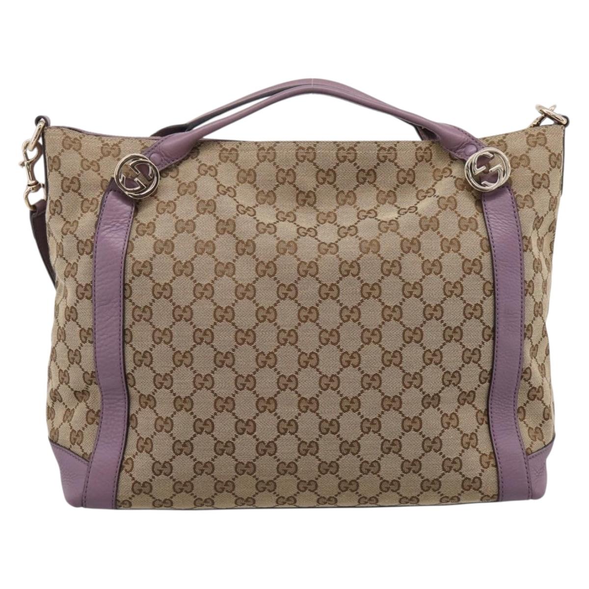 GUCCI GG Canvas GG Twins Shoulder Bag Beige Gold Tone 323675 Auth 208847V