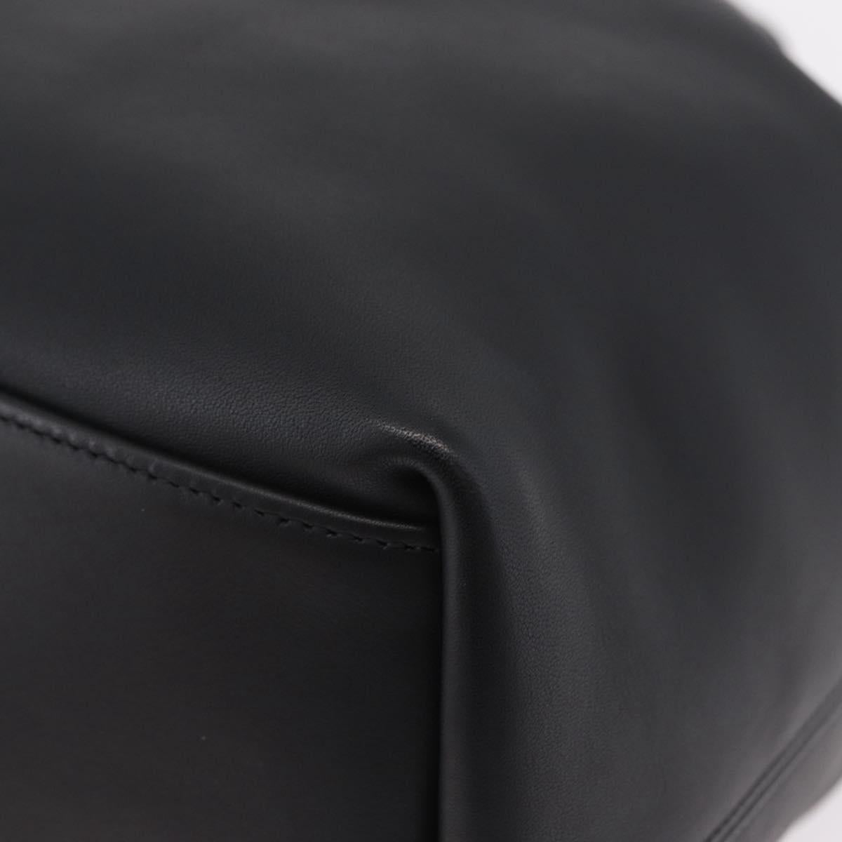 Coach Shoulder Bag Leather Black Silver Auth 208849A