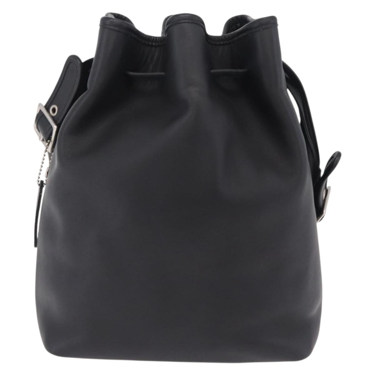 Coach Shoulder Bag Leather Black Silver Auth 208849A