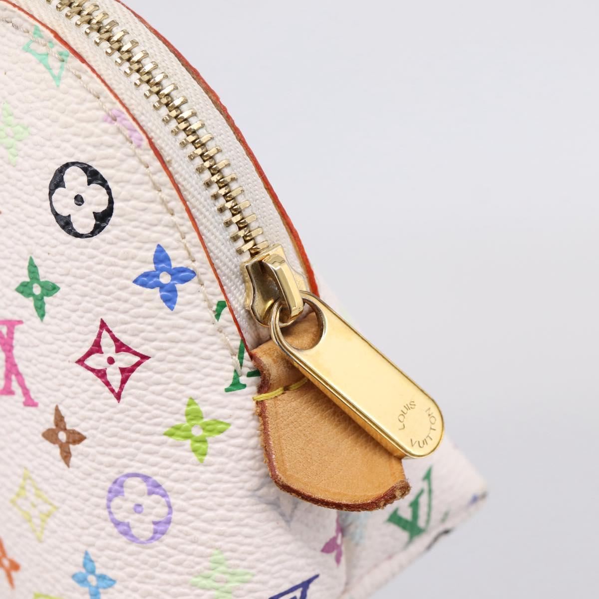 LOUIS VUITTON Monogram Multicolor Pochette Cosmetic PM White M47354 Auth 208855A