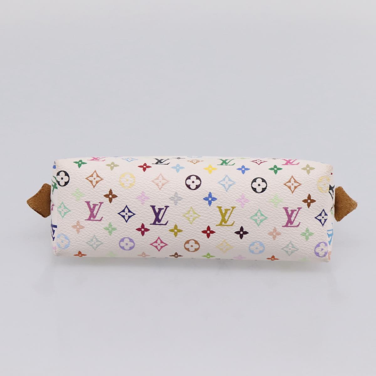 LOUIS VUITTON Monogram Multicolor Pochette Cosmetic PM White M47354 Auth 208855A