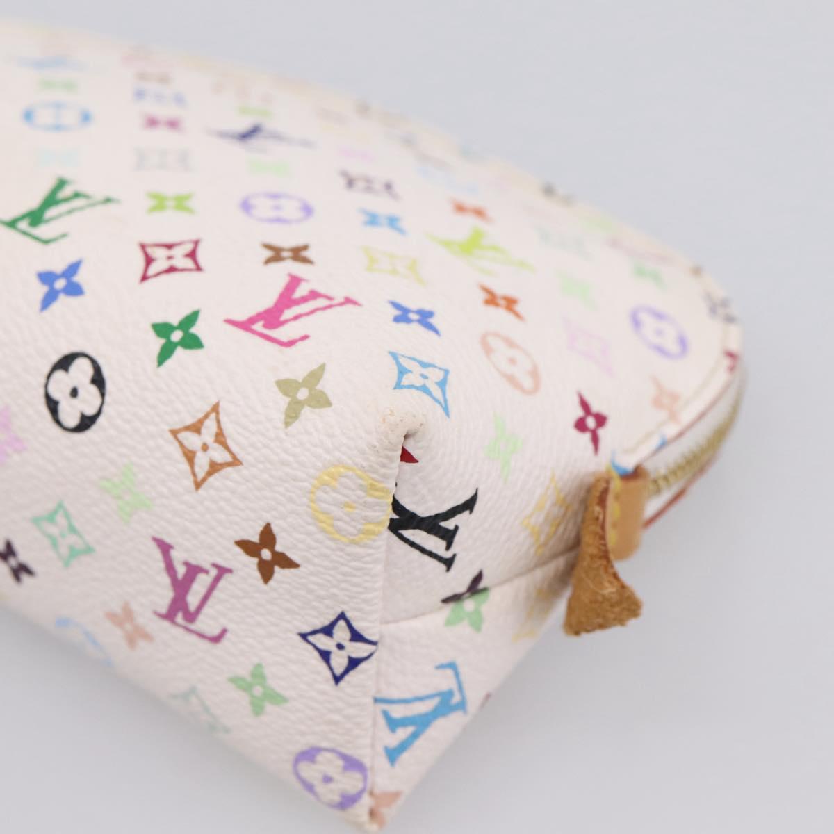 LOUIS VUITTON Monogram Multicolor Pochette Cosmetic PM White M47354 Auth 208855A