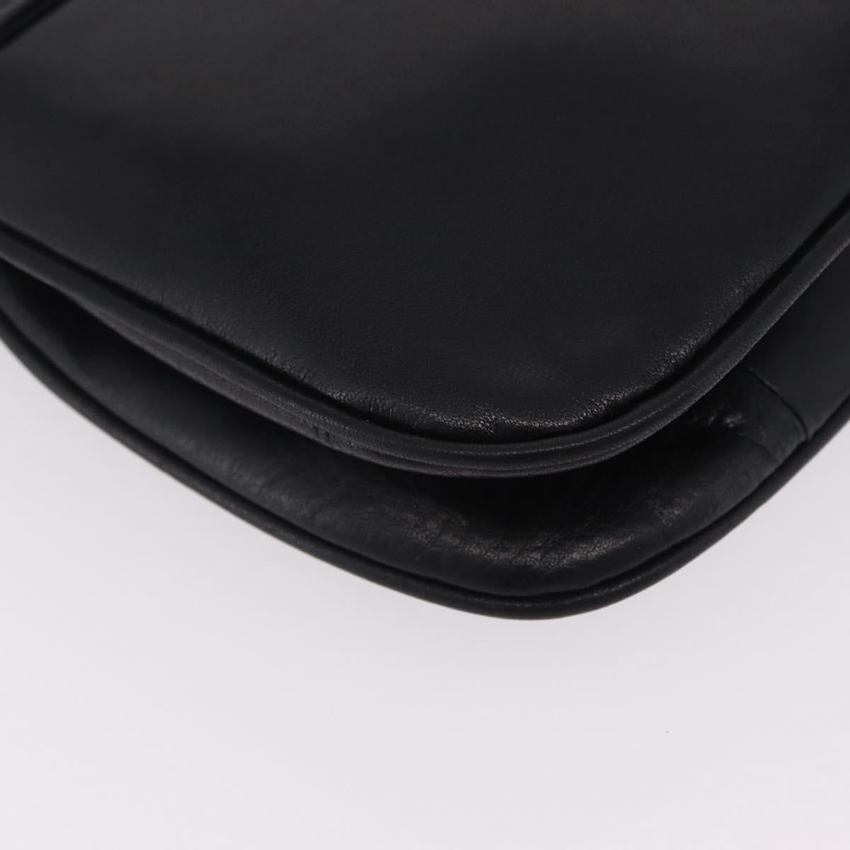 Christian Dior Chain Shoulder Bag Leather Black Gold Tone Auth 208860