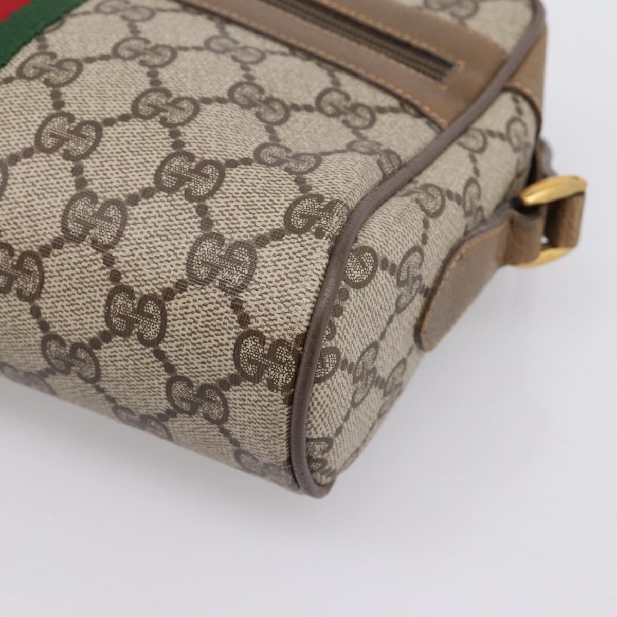 GUCCI GG Supreme Web Sherry Line Shoulder Bag PVC Beige 111 02 004 Auth 208869