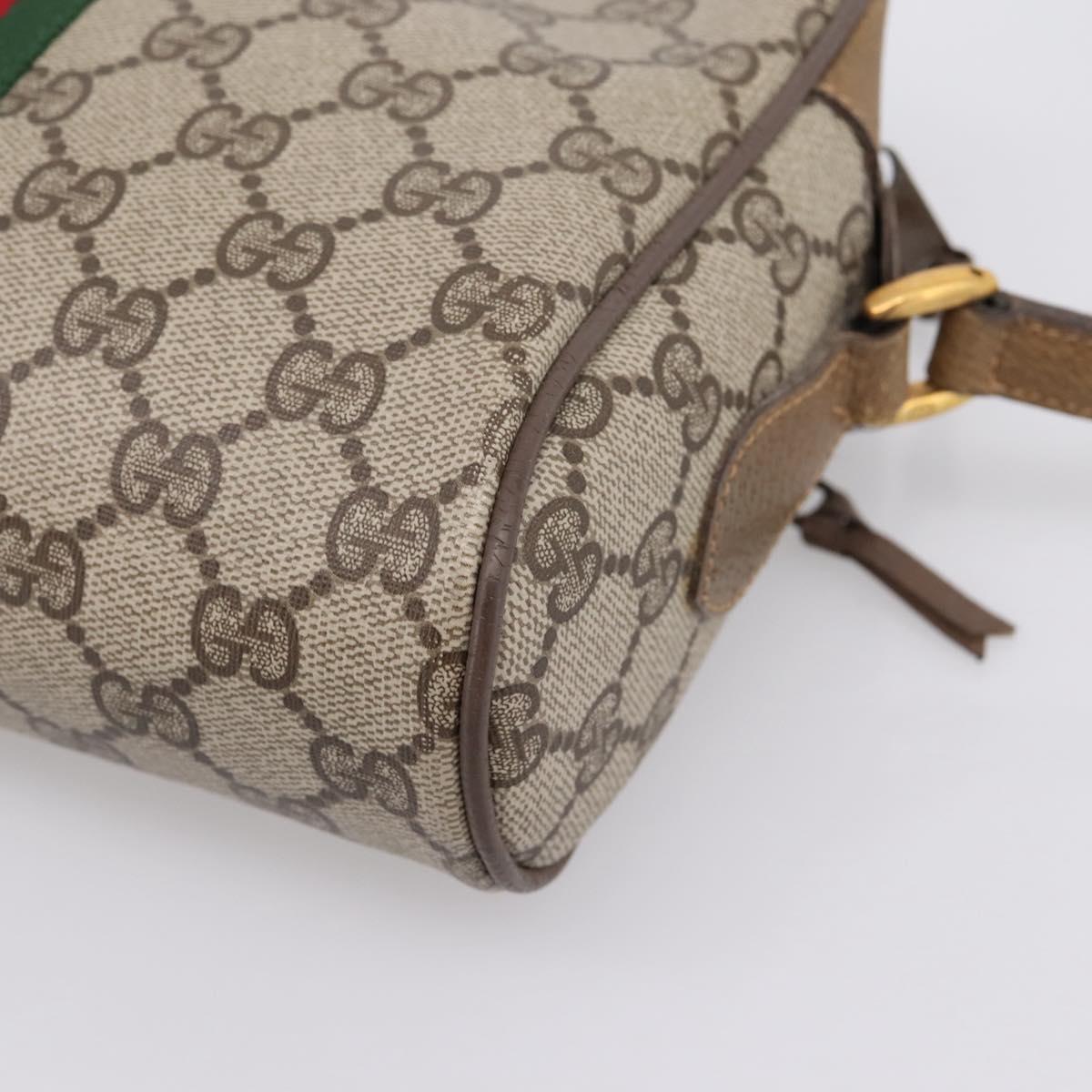 GUCCI GG Supreme Web Sherry Line Shoulder Bag PVC Beige 111 02 004 Auth 208869